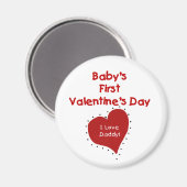 赤いハートアイラブダディファーストバレンタインデー マグネット (正面/裏面)