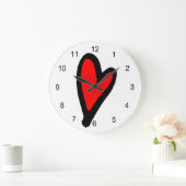 赤いハートアクリル壁時計 ラージ壁時計 (ホーム)