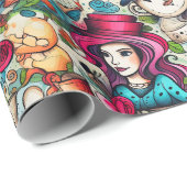 赤いハートアリスティーパーティーテーマ ラッピングペーパー (ロールコーナー)