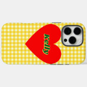 赤いハートイエローギンガムキュートバレンタインズデイギフト Case-Mate iPhoneケース (裏面 (横))