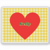 赤いハートイエロージンガムバレンタインデー シール (正面)