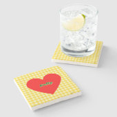 赤いハートイエロージンガムバレンタインデー ストーンコースター (横)