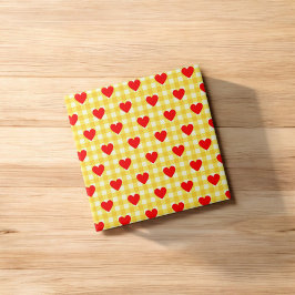 赤いハートイエロージンガムバレンタインデー タイル
