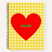 赤いハートイエロージンガムバレンタインデー ノートブック (正面)