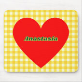 赤いハートイエロージンガムバレンタインデー マウスパッド (正面)