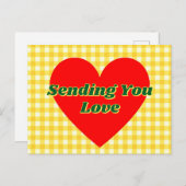 赤いハートイエロージンガムロマンチックギフト ポストカード (正面/裏面)