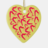 赤いハートイエローセラミックオーナメント セラミックオーナメント (右)