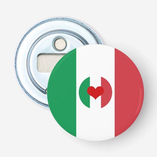 赤いハートイタリアン付きフラグ – ファッション/スポーツファン 栓抜き (正面)