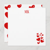 赤いハートイニシャル ノートカード (正面/裏面)