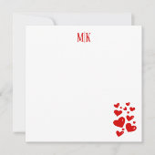 赤いハートイニシャル ノートカード (正面)