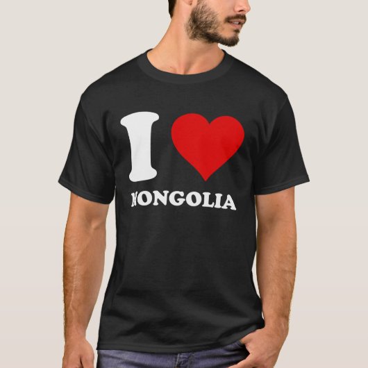 赤いハートイラブモンゴリア Tシャツ (正面)