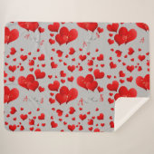 赤いハートインフィニティイニシャルモノグラムオングレー | シェルパブランケット (正面(横))