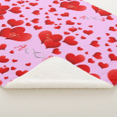 赤いハートインフィニティイニシャルモノグラムオンピンク | シェルパブランケット (3/4)