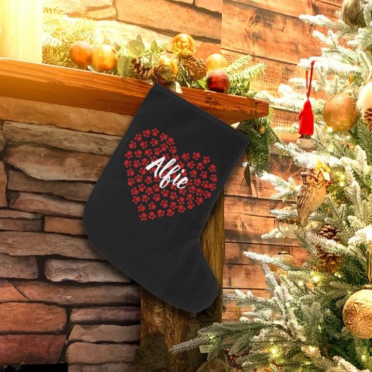 赤いハートインポープリンツペット名クリスマス ラージクリスマスストッキング