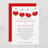 赤いハートインラブ結婚式招待状 招待状 (正面/裏面)