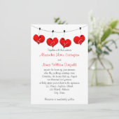 赤いハートインラブ結婚式招待状 招待状 (スタンド正面)