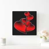 赤いハートウォールクロック スクエア壁時計 (ホーム)