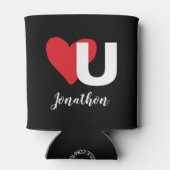 赤いハートウラブバレンタインデーモノグラムの名 缶クーラー (裏面)