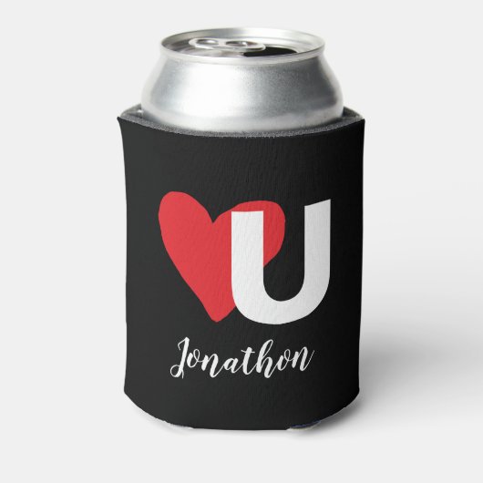 赤いハートウラブバレンタインデーモノグラムの名 缶クーラー (缶裏面)