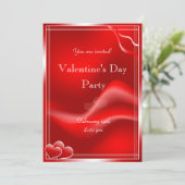 赤いハートエレガントのバレンタインデーパーティー 招待状 (スタンド正面)