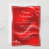 赤いハートエレガントのバレンタインデーパーティー 招待状 (裏面)