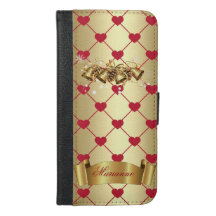 赤いハートエレガントゴールデンクリスマスモノグラム