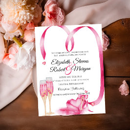 赤いハートエレガントシャンパングラス 招待状