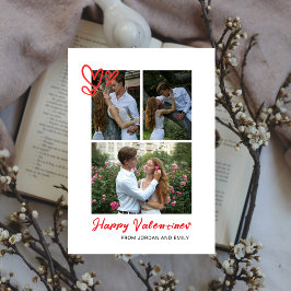 赤いハートエレガントハッピーバレンタインデー3写真 シーズンカード