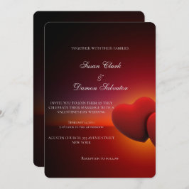 赤いハートエレガントバレンタインデー 招待状