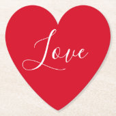 赤いハートエレガント脚本ラブバレンタインデー ペーパーコースター (正面)