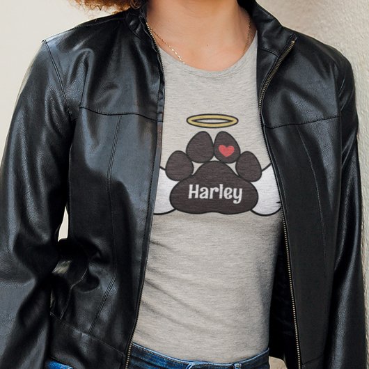 赤いハートエンジェルウィングズポー追加ネームドッグメモリアル トライブレンドTシャツ