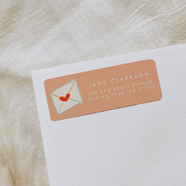 赤いハートエンベロープピンク差出人住所ラベル ラベル