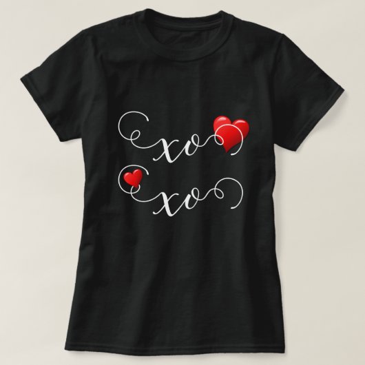 赤いハートオキソ Tシャツ (デザイン正面)