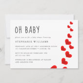 赤いハートオベビーヴァレンティーンズベビーシャワー 招待状 (正面)