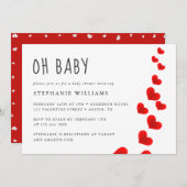 赤いハートオベビーヴァレンティーンズベビーシャワー 招待状 (正面/裏面)