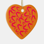 赤いハートオレンジセラミックオーナメント セラミックオーナメント (右)