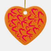 赤いハートオレンジセラミックオーナメント セラミックオーナメント (裏面)