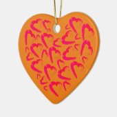 赤いハートオレンジセラミックオーナメント セラミックオーナメント (左)