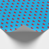 赤いハートオンアクアラッピング紙 ラッピングペーパー (角)