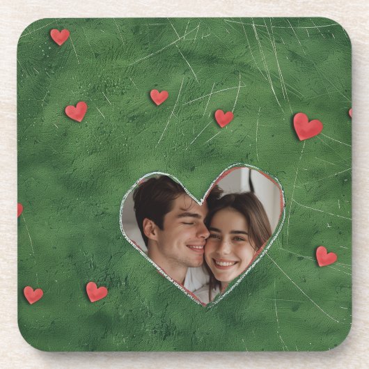 赤いハートオングリーングラス コースター (正面)