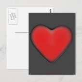 赤いハートオングレー ポストカード (正面/裏面)