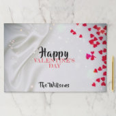 赤いハートオンザホワイトシルクバレンタインランチョンマット ペーパーパッド (インサイチュ)