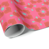 赤いハートオンピンクパターンバレンタイン ラッピングペーパー (ロールコーナー)