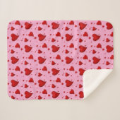 赤いハートオンピンク シェルパブランケット (正面(横))