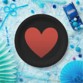 赤いハートオンブラック ペーパープレート (パーティー)