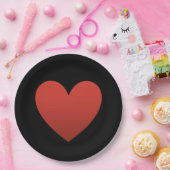 赤いハートオンブラック ペーパープレート (パーティー)