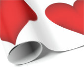 赤いハートオンホワイトラッピング紙 ラッピングペーパー (ロールコーナー)