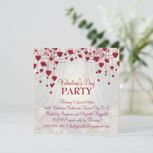 赤いハートオンラディアントホワイトバレンタインパーティー 招待状 (スタンド正面)