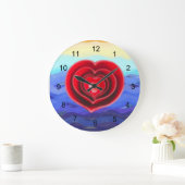 赤いハートオン波型バレンタイン大時計 ラージ壁時計 (ホーム)