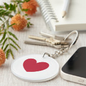 赤いハートオン白 キーホルダー (正面右)